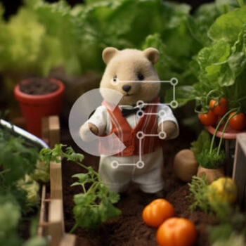 Intra Συλλεκτικό Ξύλινο Παζλ Plywood 4mm - Teddy Bear στον κήπο που περιβάλλεται από φυτά Σε Ξύλινο Κουτί - Διαστάσεις: 10x10 cm – 25 κομμάτια - Image 1