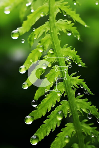 Intra Συλλεκτικό Ξύλινο Παζλ Plywood  4mm - Πράσινο φυτό με σταγονίδια νερού στα φύλλα Σε Ξύλινο Κουτί - Διαστάσεις: 10x10 cm – 25 κομμάτια