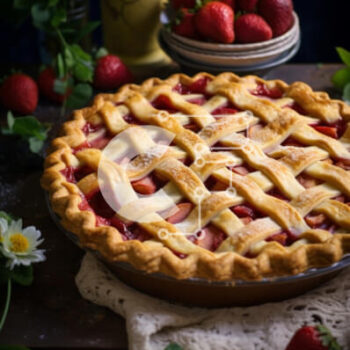 Intra Συλλεκτικό Ξύλινο Παζλ Plywood  4mm - Φρέσκια φραουλόπιτα με πλέγμα στο τραπέζι Σε Ξύλινο Κουτί - Διαστάσεις: 10x10 cm – 25 κομμάτια - Image 1