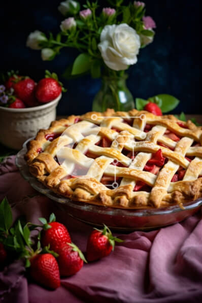 Intra Συλλεκτικό Ξύλινο Παζλ Plywood  4mm - Νόστιμη φραουλόπιτα με φρέσκες φράουλες Σε Ξύλινο Κουτί - Διαστάσεις: 10x10 cm – 25 κομμάτια