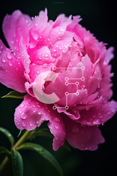 Intra Συλλεκτικό Ξύλινο Παζλ Plywood  4mm - Ροζ λουλούδι παιώνιας με σταγονίδια νερού Σε Ξύλινο Κουτί - Διαστάσεις: 10x10 cm – 25 κομμάτια