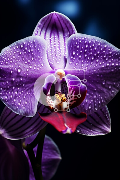 Intra Συλλεκτικό Ξύλινο Παζλ Plywood  4mm - Μωβ λουλούδι ορχιδέας με σταγονίδια νερού Σε Ξύλινο Κουτί - Διαστάσεις: 10x10 cm – 25 κομμάτια