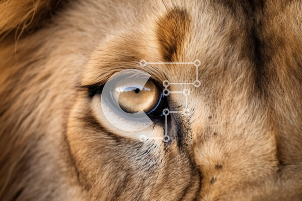 Intra Συλλεκτικό Ξύλινο Παζλ Plywood  4mm - Κοντινό πλάνο του ματιού του λιονταριού σε κίτρινο χρώμα Σε Ξύλινο Κουτί - Διαστάσεις: 10x10 cm – 25 κομμάτια