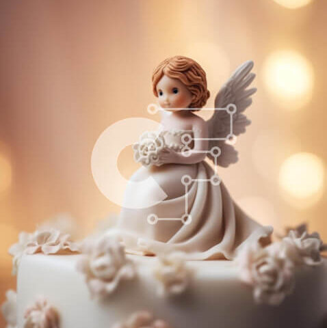 Intra Συλλεκτικό Ξύλινο Παζλ Plywood  4mm - Λευκή τούρτα με ειδώλιο αγγέλου και κεριά Σε Ξύλινο Κουτί - Διαστάσεις: 10x10 cm – 25 κομμάτια - Image 1