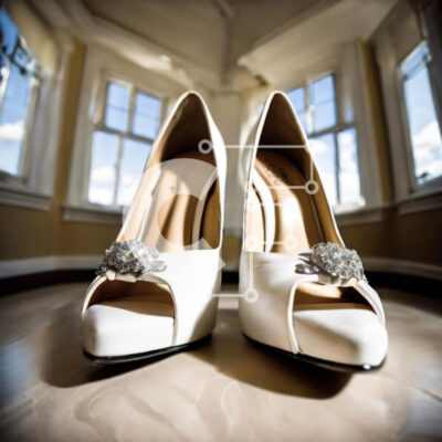 Intra Συλλεκτικό Ξύλινο Παζλ Plywood  4mm - Λευκά ψηλοτάκουνα παπούτσια με κοσμήματα και καρφίτσες Σε Ξύλινο Κουτί - Διαστάσεις: 10x10 cm – 25 κομμάτια - Image 1