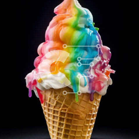 Intra Συλλεκτικό Ξύλινο Παζλ Plywood  4mm - Πολύχρωμο χωνάκι παγωτού με γλάσο στο χρώμα του ουράνιου τόξου Σε Ξύλινο Κουτί - Διαστάσεις: 10x10 cm – 25 κομμάτια - Image 1