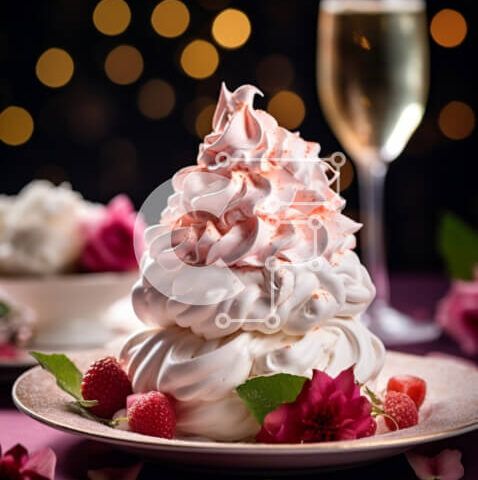 Intra Συλλεκτικό Ξύλινο Παζλ Plywood  4mm - Κομψό επιδόρπιο μαρέγκας με κρασί και τριαντάφυλλα Σε Ξύλινο Κουτί - Διαστάσεις: 10x10 cm – 25 κομμάτια - Image 1