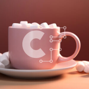 Intra Συλλεκτικό Ξύλινο Παζλ Plywood  4mm - Ροζ φλιτζάνι καφέ με λευκούς κύβους ζάχαρης και Marshmallows Σε Ξύλινο Κουτί - Διαστάσεις: 10x10 cm – 25 κομμάτια