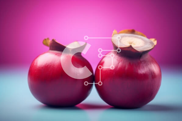 Intra Συλλεκτικό Ξύλινο Παζλ Plywood  4mm - Φρέσκα φρούτα ροδιού σε μωβ φόντο Σε Ξύλινο Κουτί - Διαστάσεις: 10x10 cm – 25 κομμάτια