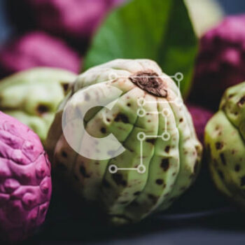 Intra Συλλεκτικό Ξύλινο Παζλ Plywood  4mm - Φρεσκοκομμένα πράσινα, μοβ και ροζ φρούτα κινηματογράφηση σε πρώτο πλάνο Σε Ξύλινο Κουτί - Διαστάσεις: 10x10 cm – 25 κομμάτια - Image 1