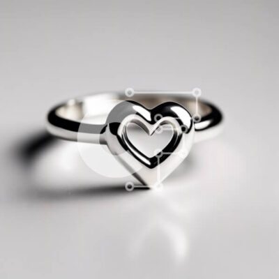 Intra Συλλεκτικό Ξύλινο Παζλ Plywood  4mm - Ασημένιο δαχτυλίδι σε σχήμα καρδιάς σε γκρι φόντο Σε Ξύλινο Κουτί - Διαστάσεις: 10x10 cm – 25 κομμάτια - Image 1