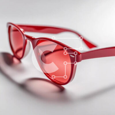 Intra Συλλεκτικό Ξύλινο Παζλ Plywood  4mm - Κόκκινα γυαλιά ηλίου σε άσπρο φόντο Σε Ξύλινο Κουτί - Διαστάσεις: 10x10 cm – 25 κομμάτια - Image 1