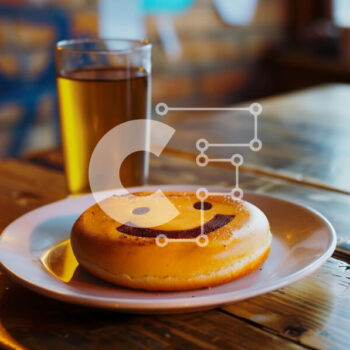 Intra Συλλεκτικό Ξύλινο Παζλ Plywood  4mm - Happy Smiley Face Donut και ένα ποτήρι μπύρα στο τραπέζι Σε Ξύλινο Κουτί - Διαστάσεις: 10x10 cm – 25 κομμάτια - Image 1