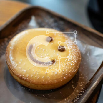 Intra Συλλεκτικό Ξύλινο Παζλ Plywood  4mm - Χαμογελαστό κέικ με ψεκαστήρες ζάχαρης και ένα φλιτζάνι καφέ Σε Ξύλινο Κουτί - Διαστάσεις: 10x10 cm – 25 κομμάτια - Image 1