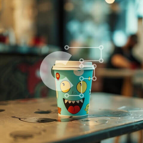 Intra Συλλεκτικό Ξύλινο Παζλ Plywood  4mm - Monster Design Φλιτζάνι καφέ στο εστιατόριο Σε Ξύλινο Κουτί - Διαστάσεις: 10x10 cm – 25 κομμάτια - Image 1