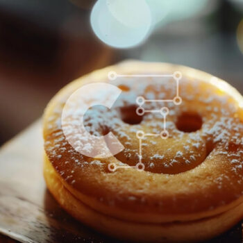 Intra Συλλεκτικό Ξύλινο Παζλ Plywood  4mm - Χαμογελαστό μπισκότο με ζάχαρη άχνη σε ξύλινη επιφάνεια Σε Ξύλινο Κουτί - Διαστάσεις: 10x10 cm – 25 κομμάτια - Image 1