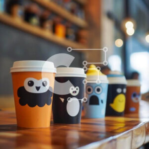 Intra Συλλεκτικό Ξύλινο Παζλ Plywood  4mm - Πολύχρωμα φλιτζάνια καφέ με σχέδια ζώων και κινούμενων σχεδίων Σε Ξύλινο Κουτί - Διαστάσεις: 10x10 cm – 25 κομμάτια