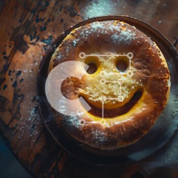 Intra Συλλεκτικό Ξύλινο Παζλ Plywood  4mm - Χαμογελαστό ψωμί σε σχήμα προσώπου σε ξύλινο τραπέζι Σε Ξύλινο Κουτί - Διαστάσεις: 10x10 cm – 25 κομμάτια - Image 1