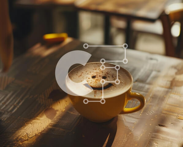 Intra Συλλεκτικό Ξύλινο Παζλ Plywood  4mm - Φλιτζάνι καφέ Smiley Face σε ξύλινο τραπέζι Σε Ξύλινο Κουτί - Διαστάσεις: 10x10 cm – 25 κομμάτια