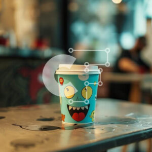 Intra Συλλεκτικό Ξύλινο Παζλ Plywood  4mm - Monster Design Φλιτζάνι καφέ στο εστιατόριο Σε Ξύλινο Κουτί - Διαστάσεις: 10x10 cm – 25 κομμάτια