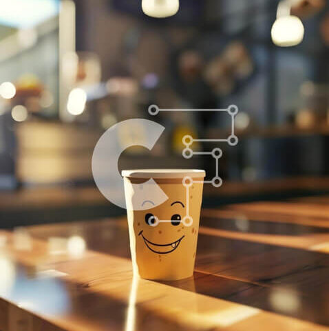 Intra Συλλεκτικό Ξύλινο Παζλ Plywood  4mm - Φλιτζάνι καφέ Smiley Face στην τραπεζαρία Σε Ξύλινο Κουτί - Διαστάσεις: 10x10 cm – 25 κομμάτια - Image 1