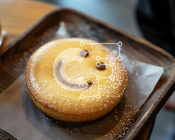 Intra Συλλεκτικό Ξύλινο Παζλ Plywood  4mm - Χαμογελαστό κέικ με ψεκαστήρες ζάχαρης και φλιτζάνι καφέ Σε Ξύλινο Κουτί - Διαστάσεις: 10x10 cm – 25 κομμάτια