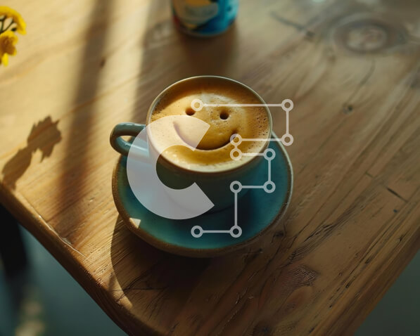 Intra Συλλεκτικό Ξύλινο Παζλ Plywood  4mm - Φλιτζάνι καφέ και πιατάκι με λουλούδια με χαμογελαστό πρόσωπο Σε Ξύλινο Κουτί - Διαστάσεις: 10x10 cm – 25 κομμάτια