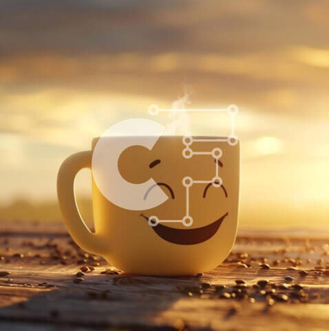 Intra Συλλεκτικό Ξύλινο Παζλ Plywood  4mm - Κίτρινο φλιτζάνι καφέ με πρόσωπο Emoticon και ατμό Σε Ξύλινο Κουτί - Διαστάσεις: 10x10 cm – 25 κομμάτια - Image 1