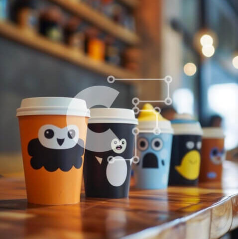 Intra Συλλεκτικό Ξύλινο Παζλ Plywood 4mm - Πολύχρωμα φλιτζάνια καφέ με σχέδια ζώων και κινούμενων σχεδίων Σε Ξύλινο Κουτί - Διαστάσεις: 10x10 cm – 25 κομμάτια - Image 1