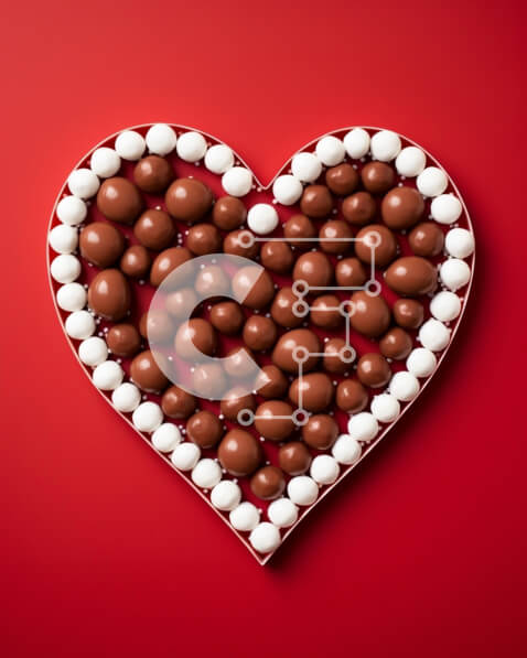 Intra Συλλεκτικό Ξύλινο Παζλ Plywood  4mm - Σύνθεση καραμέλες σοκολάτας και marshmallow σε σχήμα καρδιάς Σε Ξύλινο Κουτί - Διαστάσεις: 10x10 cm – 25 κομμάτια