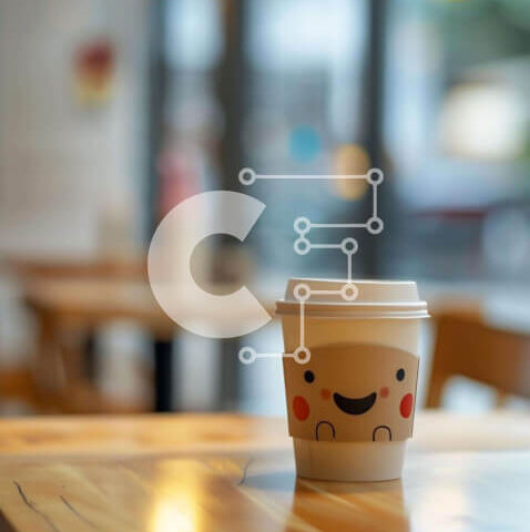 Intra Συλλεκτικό Ξύλινο Παζλ Plywood  4mm - Φλιτζάνι καφέ σε ξύλινο τραπέζι με χαμογελαστό πρόσωπο Σε Ξύλινο Κουτί - Διαστάσεις: 10x10 cm – 25 κομμάτια - Image 1