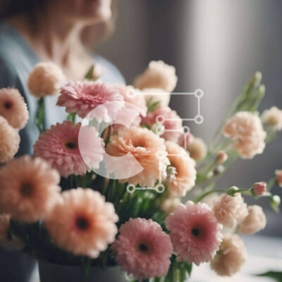 Intra Συλλεκτικό Ξύλινο Παζλ Plywood  4mm - Γυναίκα που θαυμάζει τη σύνθεση λουλουδιών Σε Ξύλινο Κουτί - Διαστάσεις: 10x10 cm – 25 κομμάτια - Image 1