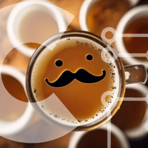 Intra Συλλεκτικό Ξύλινο Παζλ Plywood  4mm - Φλιτζάνι καφέ ή τσάι με σχέδιο με μουστάκι Σε Ξύλινο Κουτί - Διαστάσεις: 10x10 cm – 25 κομμάτια