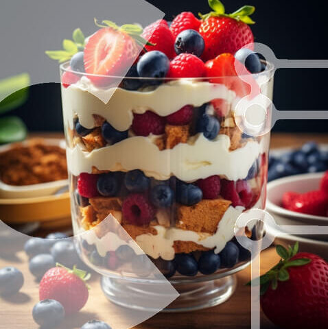 Intra Συλλεκτικό Ξύλινο Παζλ Plywood  4mm - Επιδόρπιο φρέσκου μούρων Trifle Bowl Σε Ξύλινο Κουτί - Διαστάσεις: 10x10 cm – 25 κομμάτια - Image 1