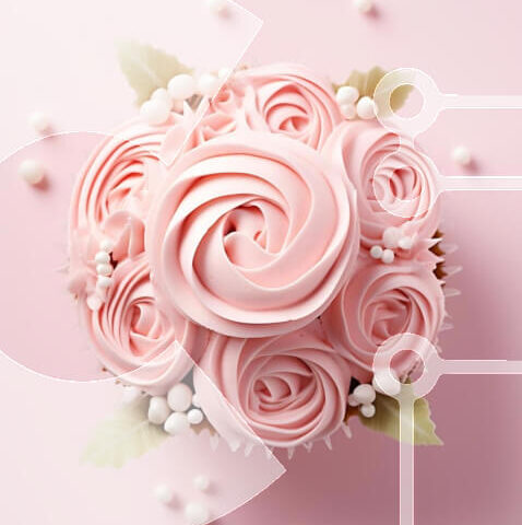 Intra Συλλεκτικό Ξύλινο Παζλ Plywood  4mm - Ροζ Cupcake με τριαντάφυλλα και λευκό παγωμένο Σε Ξύλινο Κουτί - Διαστάσεις: 10x10 cm – 25 κομμάτια - Image 1