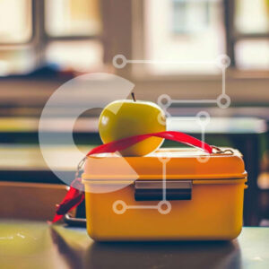 Intra Συλλεκτικό Ξύλινο Παζλ Plywood  4mm - Κίτρινο κουτί γεύματος με φρέσκο ​​μήλο Σε Ξύλινο Κουτί - Διαστάσεις: 10x10 cm – 25 κομμάτια