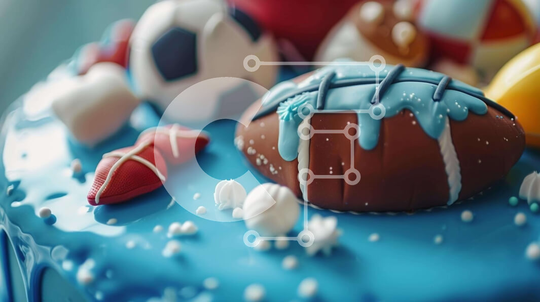 Intra Συλλεκτικό Ξύλινο Παζλ Plywood  4mm - Μπλε κέικ με αθλητικό θέμα Σε Ξύλινο Κουτί - Διαστάσεις: 10x10 cm – 25 κομμάτια