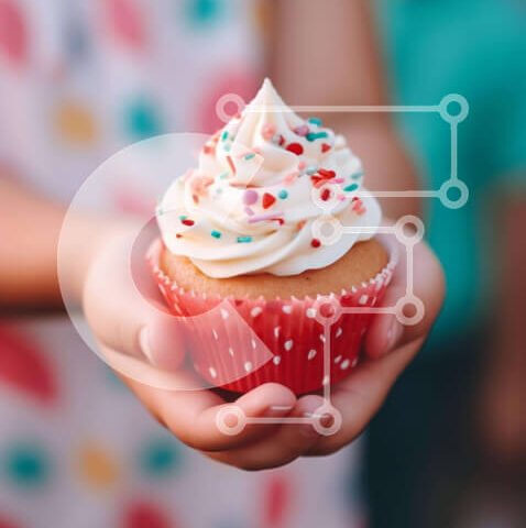 Intra Συλλεκτικό Ξύλινο Παζλ Plywood 4mm - Ομάδα απολαμβάνοντας Cupcake με ψεκασμούς Σε Ξύλινο Κουτί - Διαστάσεις: 10x10 cm – 25 κομμάτια - Image 1