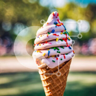 Intra Συλλεκτικό Ξύλινο Παζλ Plywood 4mm - Πολύχρωμο χωνάκι παγωτού πασπαλίζει με ποδήλατα Σε Ξύλινο Κουτί - Διαστάσεις: 10x10 cm – 25 κομμάτια - Image 1