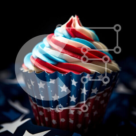 Intra Συλλεκτικό Ξύλινο Παζλ Plywood  4mm - Πατριωτικό Cupcake με Κόκκινο, Λευκό και Μπλε γλάσο Σε Ξύλινο Κουτί - Διαστάσεις: 10x10 cm – 25 κομμάτια - Image 1