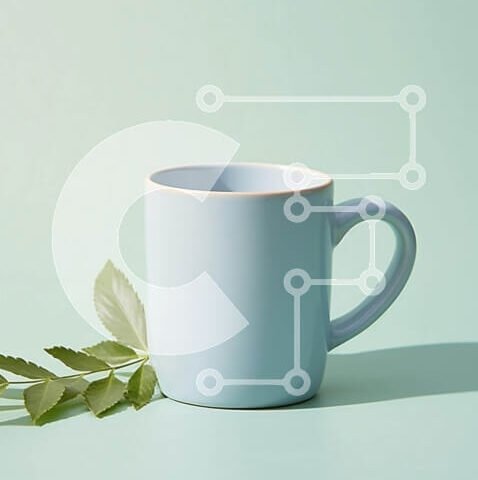 Intra Συλλεκτικό Ξύλινο Παζλ Plywood  4mm - Κούπα καφέ με πράσινο φύλλο Σε Ξύλινο Κουτί - Διαστάσεις: 10x10 cm – 25 κομμάτια - Image 1