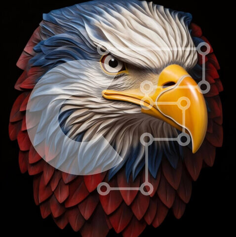 Intra Συλλεκτικό Ξύλινο Παζλ Plywood  4mm - Κεφάλι Αετού με Κόκκινα, Λευκά και Μπλε Φτερά Σε Ξύλινο Κουτί - Διαστάσεις: 10x10 cm – 25 κομμάτια - Image 1