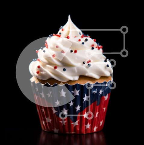 Intra Συλλεκτικό Ξύλινο Παζλ Plywood  4mm - Πατριωτικό Cupcake με Κόκκινα, Λευκά και Μπλε αστέρια Σε Ξύλινο Κουτί - Διαστάσεις: 10x10 cm – 25 κομμάτια - Image 1