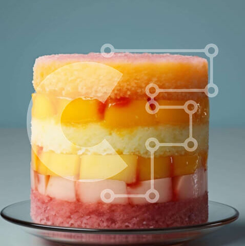 Intra Συλλεκτικό Ξύλινο Παζλ Plywood  4mm - Πολύχρωμο κέικ φρούτων με πολλές στρώσεις Σε Ξύλινο Κουτί - Διαστάσεις: 10x10 cm – 25 κομμάτια - Image 1