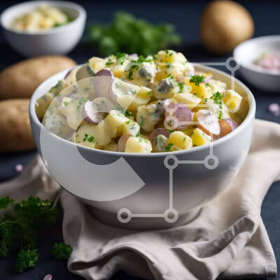 Intra Συλλεκτικό Ξύλινο Παζλ Plywood  4mm - Πατατοσαλάτα με γαρνιτούρα μαϊντανού Σε Ξύλινο Κουτί - Διαστάσεις: 10x10 cm – 25 κομμάτια - Image 1