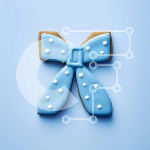 Intra Συλλεκτικό Ξύλινο Παζλ Plywood  4mm - Μπλε και άσπρο μπισκότο με φιόγκο σε παγωμένο φόντο Σε Ξύλινο Κουτί - Διαστάσεις: 10x10 cm – 25 κομμάτια - Image 1