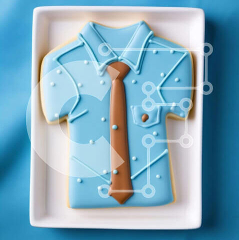 Intra Συλλεκτικό Ξύλινο Παζλ Plywood  4mm - Κομψό μπισκότο πουκάμισου και γραβάτας σε λευκό πιάτο Σε Ξύλινο Κουτί - Διαστάσεις: 10x10 cm – 25 κομμάτια - Image 1