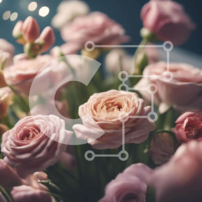 Intra Συλλεκτικό Ξύλινο Παζλ Plywood  4mm - Μπουκέτο με ροζ και λευκά τριαντάφυλλα σε ανοιχτό βάζο με ρομαντικά φώτα Σε Ξύλινο Κουτί - Διαστάσεις: 10x10 cm – 25 κομμάτια - Image 1