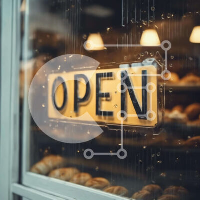 Intra Συλλεκτικό Ξύλινο Παζλ Plywood  4mm - Αρτοποιείο με ανοιχτή πινακίδα και οθόνη ντόνατς Σε Ξύλινο Κουτί - Διαστάσεις: 10x10 cm – 25 κομμάτια - Image 1