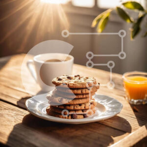 Intra Συλλεκτικό Ξύλινο Παζλ Plywood  4mm - Στοίβα μπισκότα με χυμό πορτοκαλιού και καφέ Σε Ξύλινο Κουτί - Διαστάσεις: 10x10 cm – 25 κομμάτια